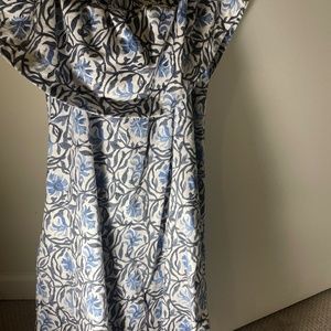 Off Shoulder White/blue dress